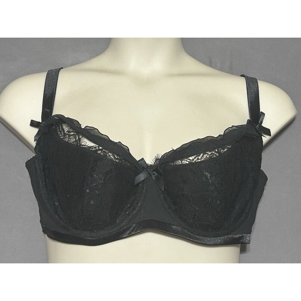 Cacique Sexy Support Bra 44D Black Lightly Lined  Underwired